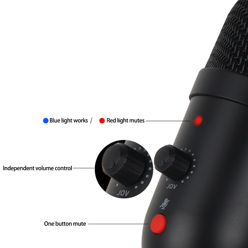 USB Condenser Microphone Cardiod Pickup Studio Recording Mic for PC Computer Streaming with Volume Control/One Key Mute USB Condenser Microphone Cardiod Pickup Studio Recording Mic for PC Computer Streaming with Volume Control/One Key Mute